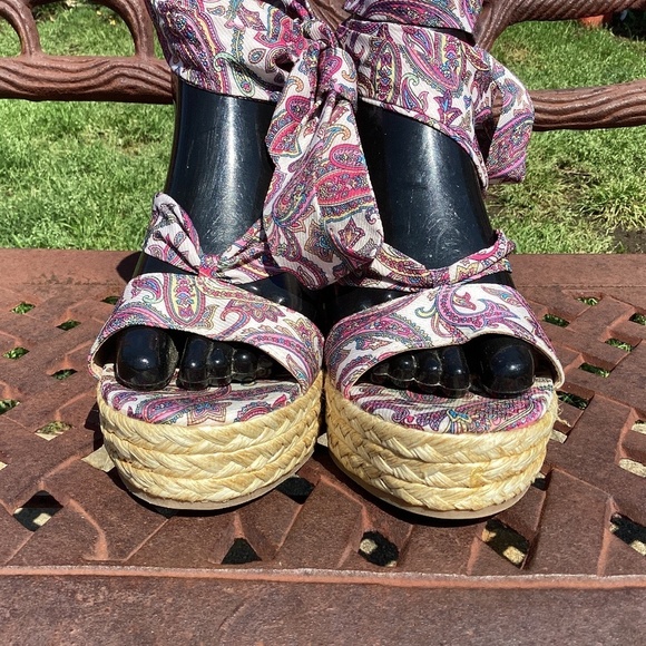 💋Nanette Lapore Strappy Jute Wedge Espadrille Sandal - Picture 5 of 7